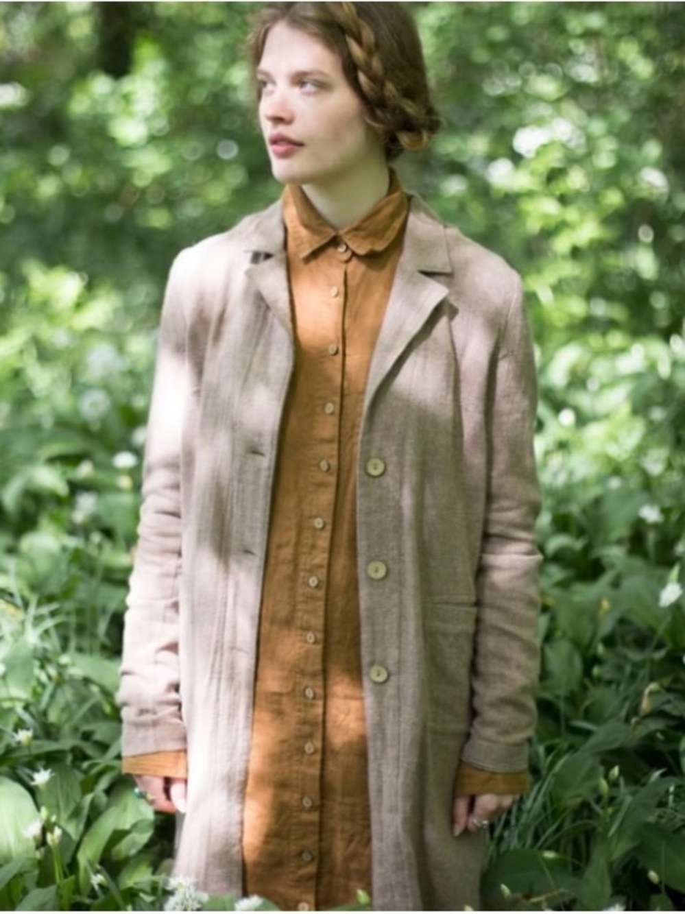 Knock knock linen handmade brown midi Shirt dress Women’s Small
